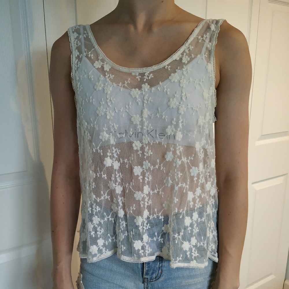 Paper Crane lace tank top